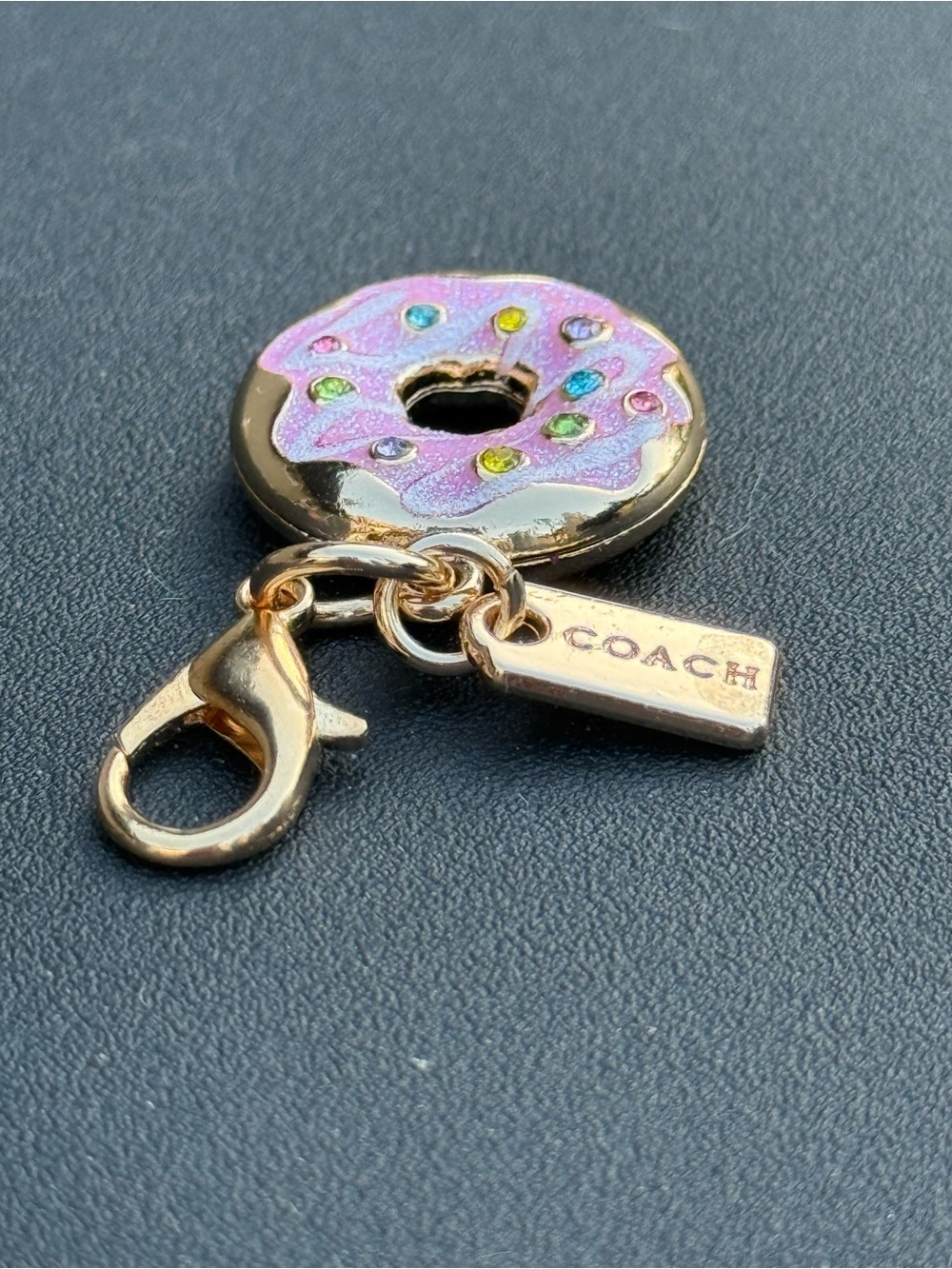 Coach Pink Enamel Donut Mini Charm with Gold-Tone Hardware
